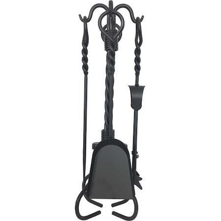 Dagan Dagan 7100BLK Wrought Iron Stove Fireplace Tool Set - Twist Style; Black - 5 Piece 7100BLK